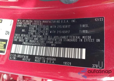 2024 Toyota Corolla Cross Le from USA, damaged, VIN 7MUBAABG6RV083522